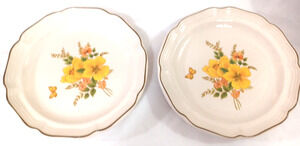 Sangostone VTG 2 Butter Fly II Yellow Floral Dessert Appetizer 7 1/2" Plates